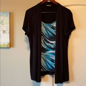 Blue blouse with attached cardigan